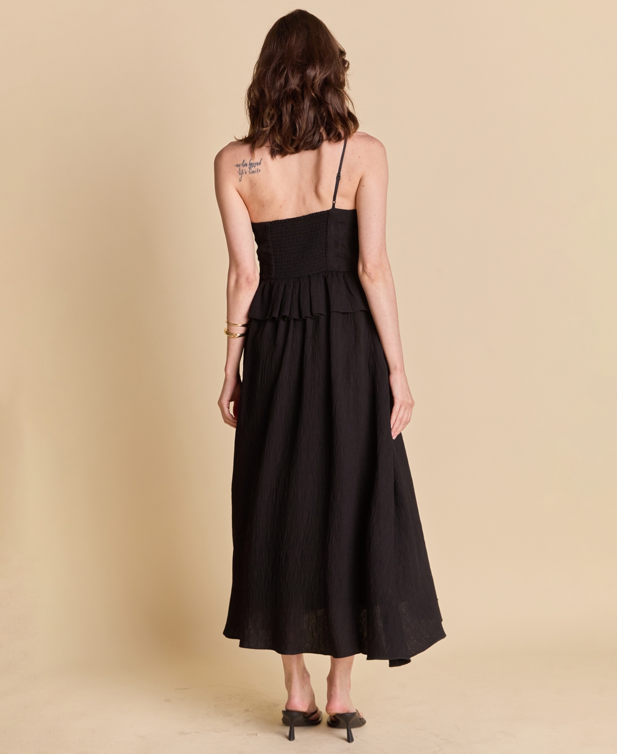 ENGLISH FACTORY WOMEN'S RUFFLED STRAPLESS MIDI DRESS 