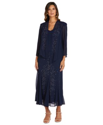 R&M Richards Sleeveless Beaded V-Neck Dress and Jacket