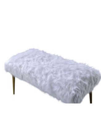 Plush Upholstered Faux Fur Bench – Modern Accent Seating for Bedroom or Entryway