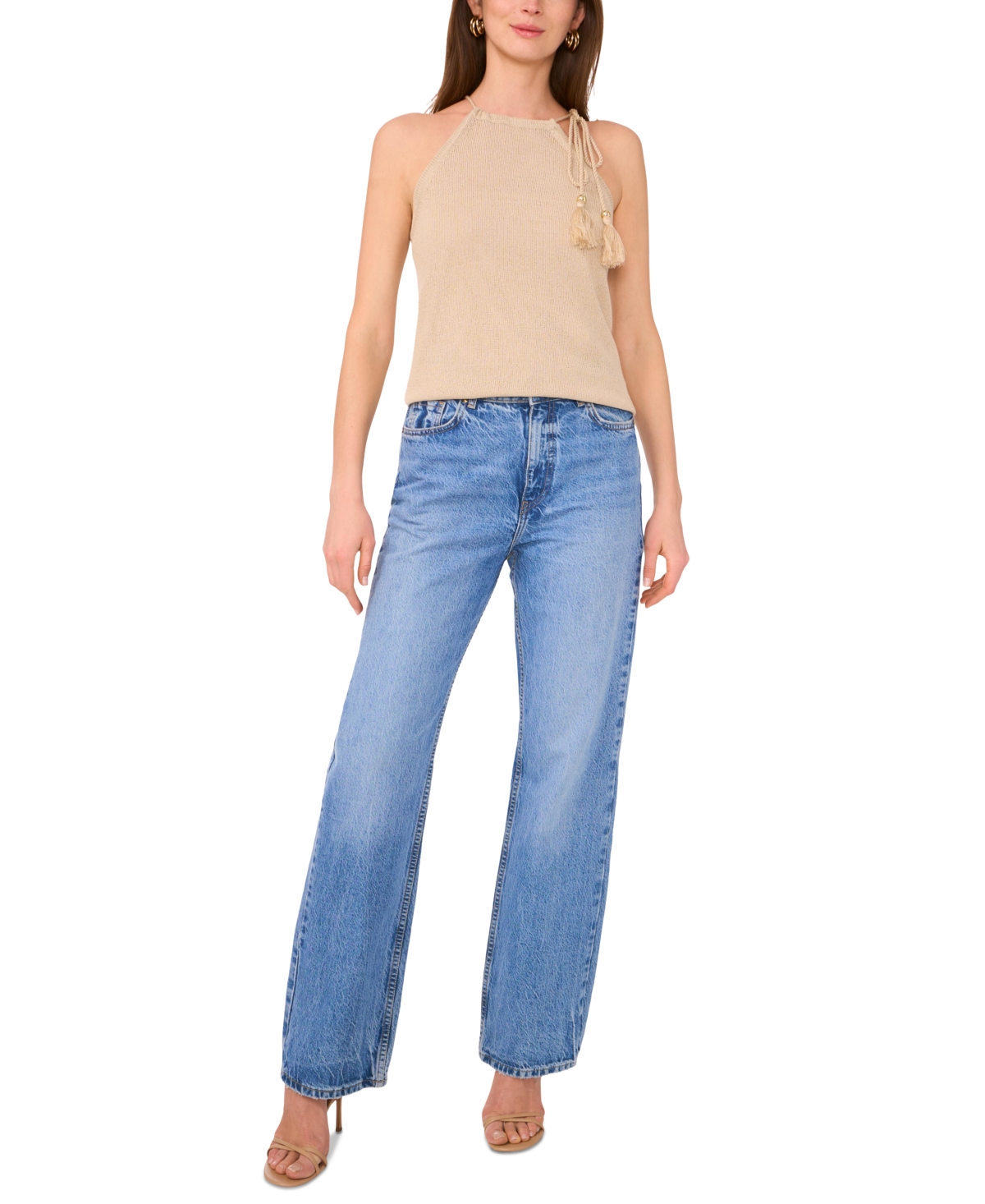 Vince Camuto Women's Solid-color Tie-neck Knit Halter Top