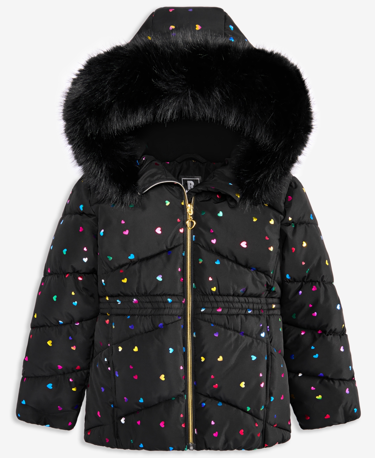 S Rothschild & Co Toddler And Little Girls Foil Quilt Puffer Jacket In Black