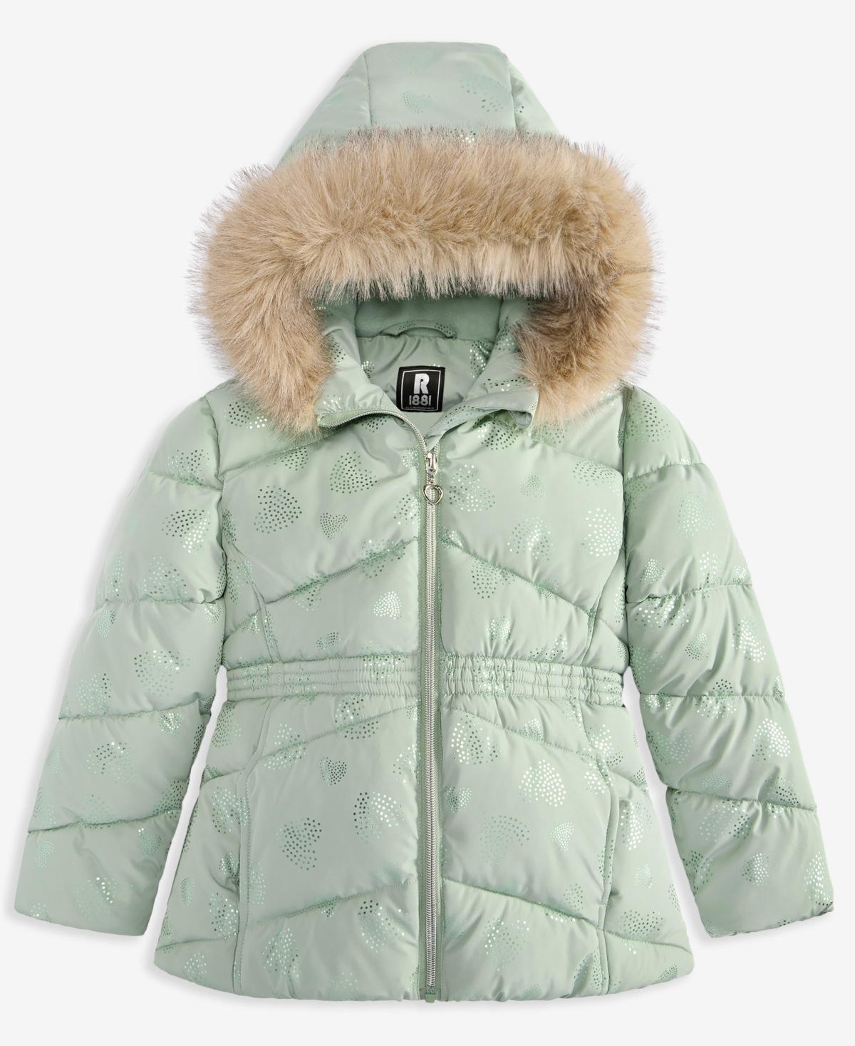 S Rothschild & Co Toddler And Little Girls Foil Quilt Puffer Jacket In Green