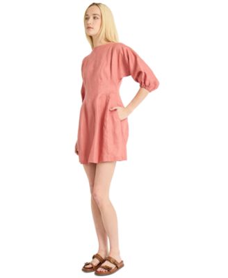 Women's Linen Elbow-Length Mini Dress