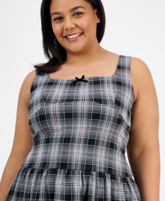 Trendy Plus Size Plaid Drop-Waist Dress