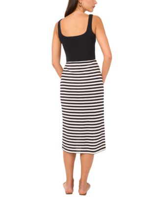 Women's Striped Relaxed Pull-On Midi Skirt