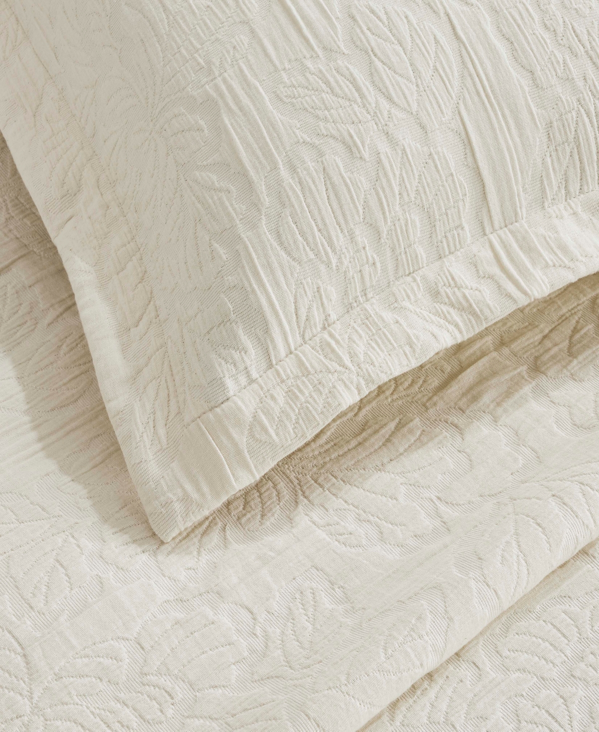 Superior Hibiscus Cotton Matelasse Woven 3-pc. Bedspread Set, King In Neutral