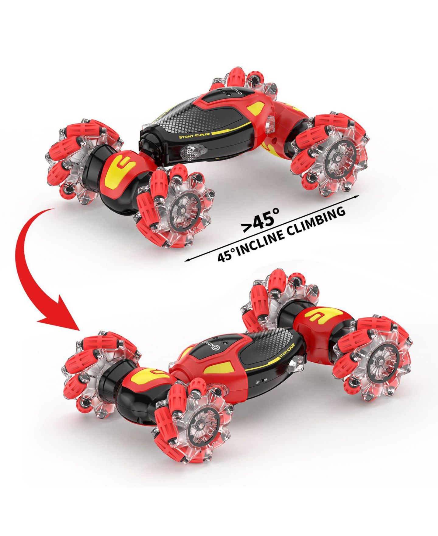Детская игрушка Contixo SC10 Cobra 4WD LED Lights RC Stunt Car, Ages 8+, цвет: Красный — фото 5