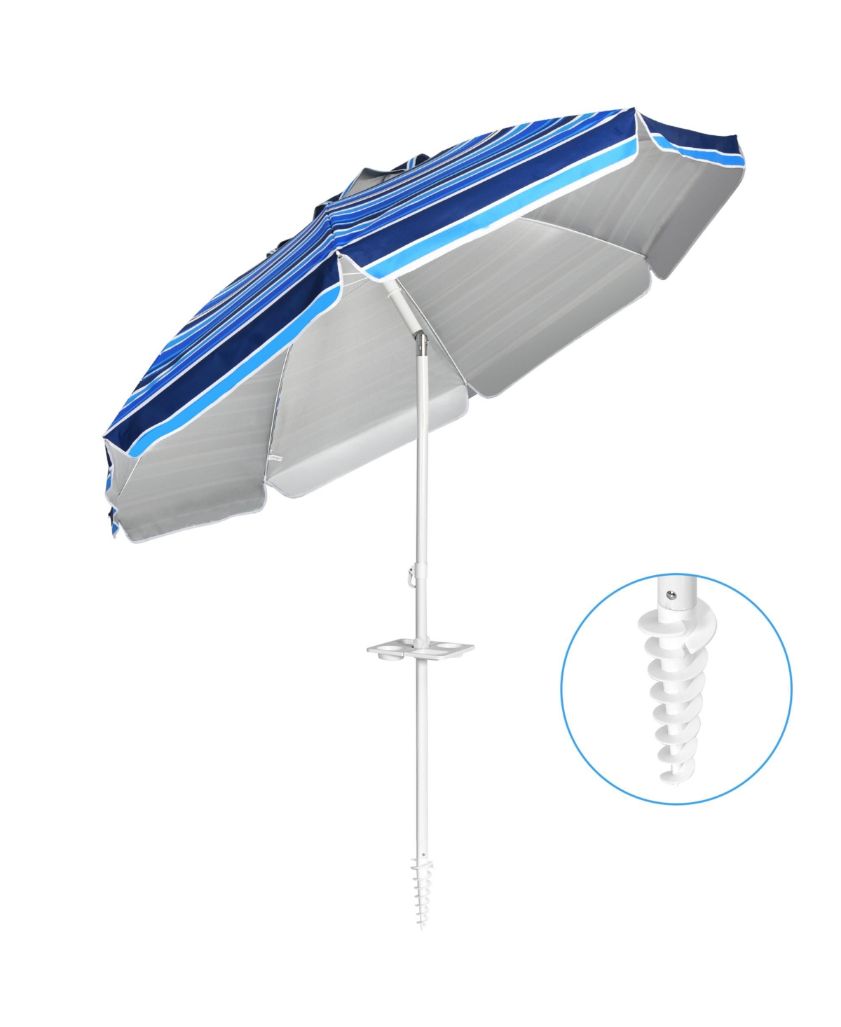 7.2ft Beach Umbrella Outdoor Patio Garden w/ Carrying Bag Sand Anchor - Blue