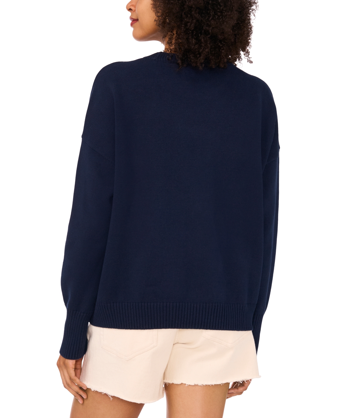 Shop Vince Camuto Women's Cotton Crab Crewneck Relaxed Sweater
