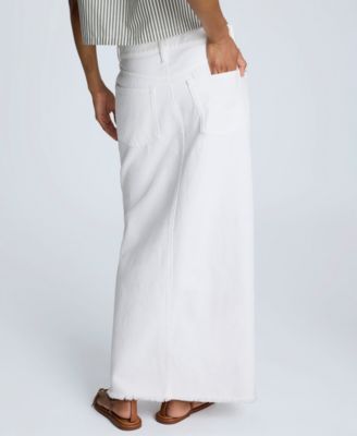 Women's Fray-Hem Slit-Front Maxi Skirt