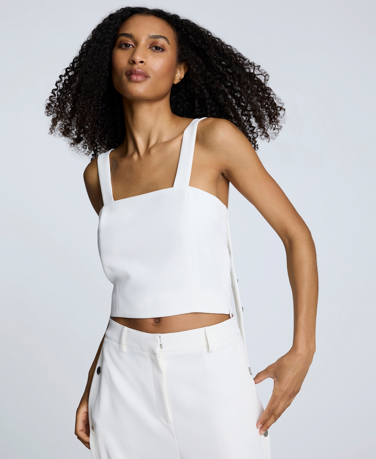 Women's Cropped Sleeveless Bustier Top - Pure White