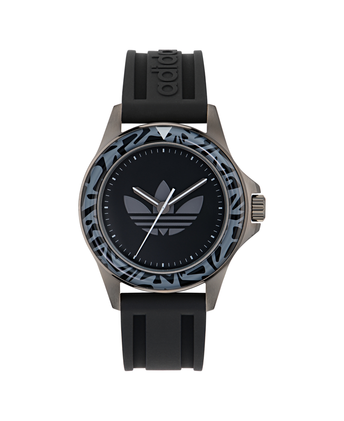 Adidas Originals Unisex Analog Black Silicone Watch, 44mm