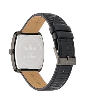 Unisex Analog Black Leather Watch, 37mm