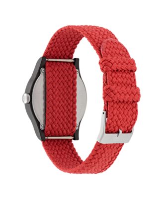 Unisex Analog Red Nylon Watch, 39mm