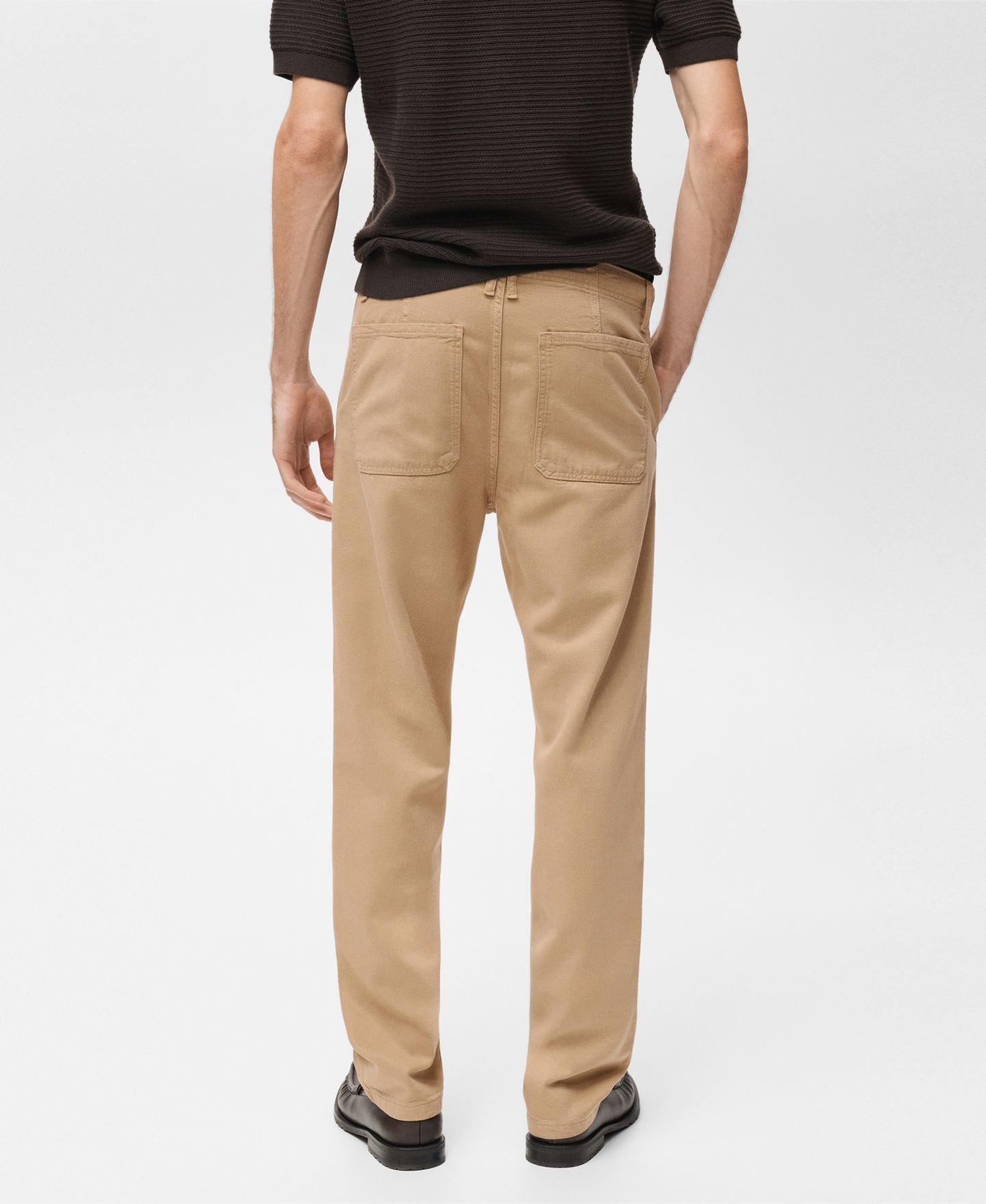 Мужские джинсы MANGO Lyocell Regular-Fit, цвет: Бежевый — фото 3