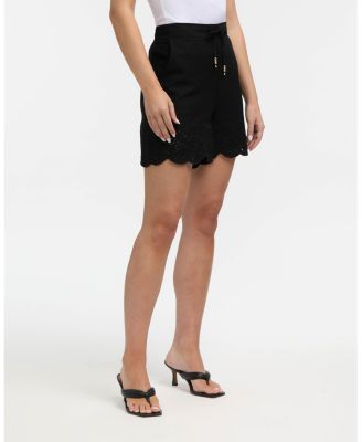 Women's Embroidered Linen-Blend Shorts