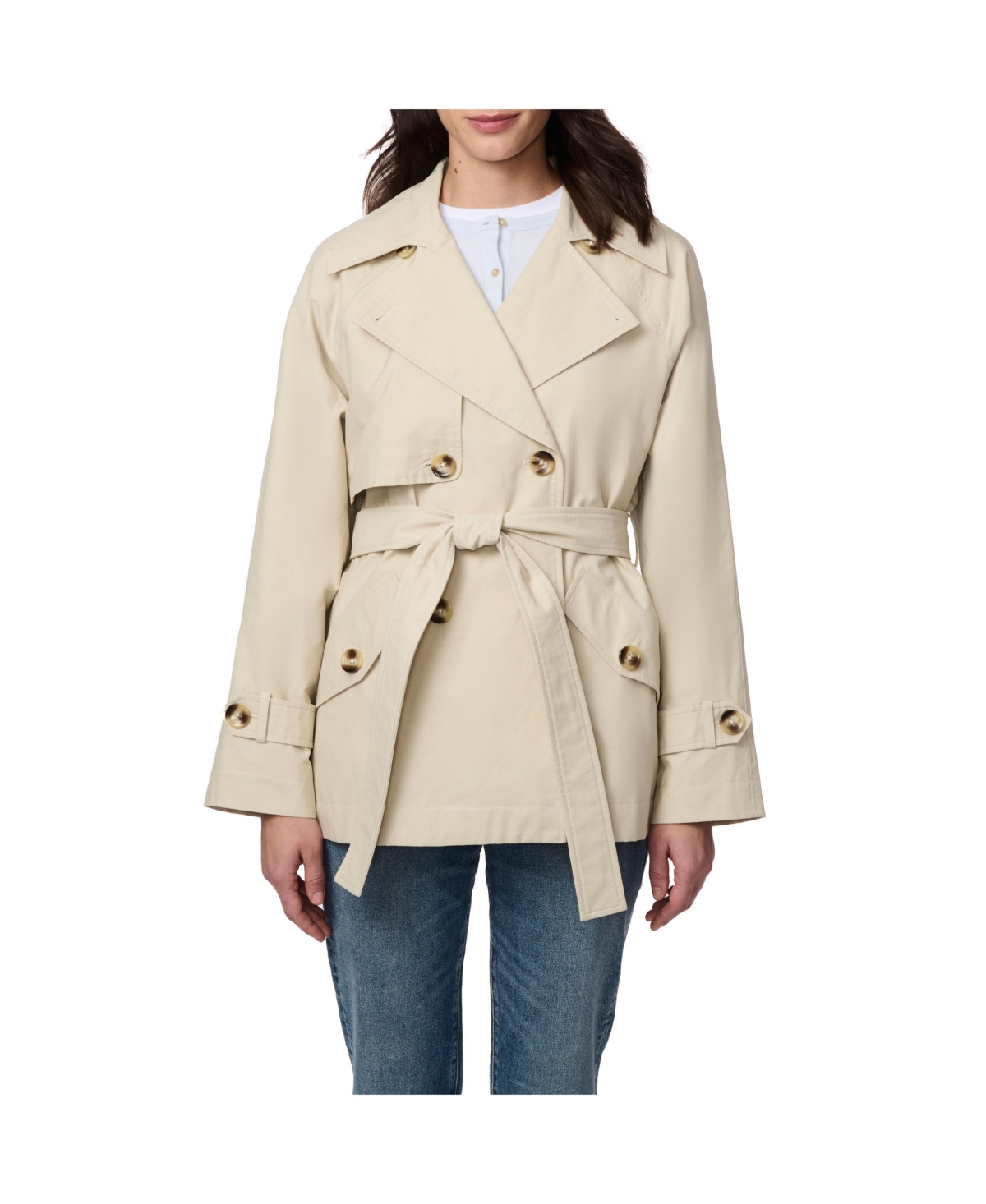 Women's Belted Short Trench - Bone