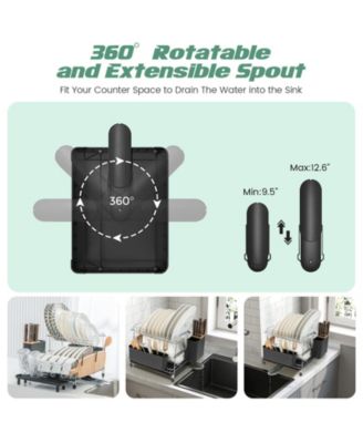 2-Tier Detachable Dish Rack with Drainboard and 360-Degree Swivel Spout – Space-Saving Kitchen Drying Rack with Rotating Spout