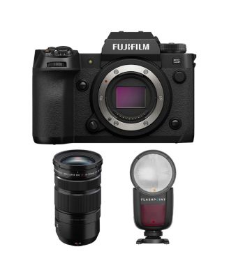 X-H2S Mirrorless Camera with XF 18-120mm f/4 LM PZ WR Lens, Black, Bundle with Zoom Li-on X R2 TTL On-Camera Round Flash Speedlight