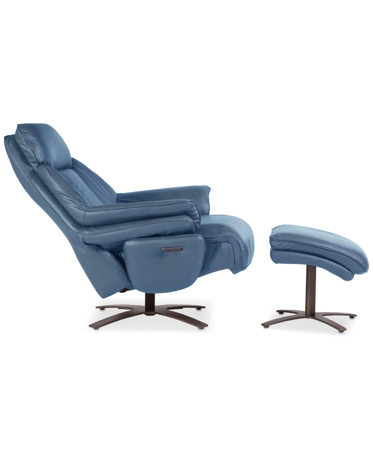 Macy's Guermo Leather Power Recliner, Exclusively At  In Blue