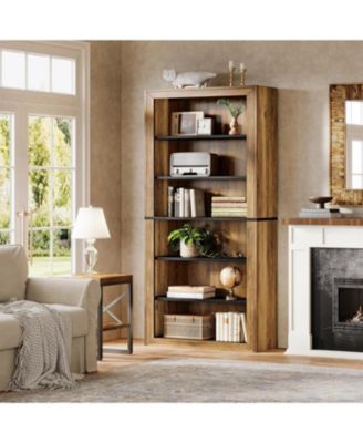 Set of 2 Tall Bookshelves, 74.4'' Vintage 7-Tier Open Storage Shelving Units, Freestanding Display Racks for Living Room, Bedroom, or Home Office