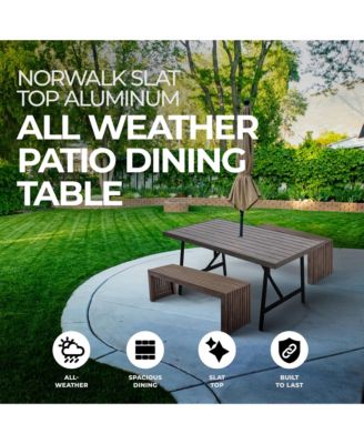 Norwalk Slat Top Aluminum All Weather Patio Dining Table