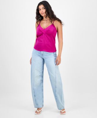 Women's Mesh-Trim V-Neck Satin Camisole