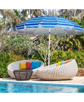 8ft Beach Umbrella Outdoor Patio Garden w/ Carrying Bag Sand Anchor