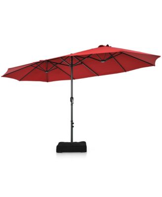 15 ft Double-Sided Patio Umbrella Market Twin Umbrella w/ Enhanced Base