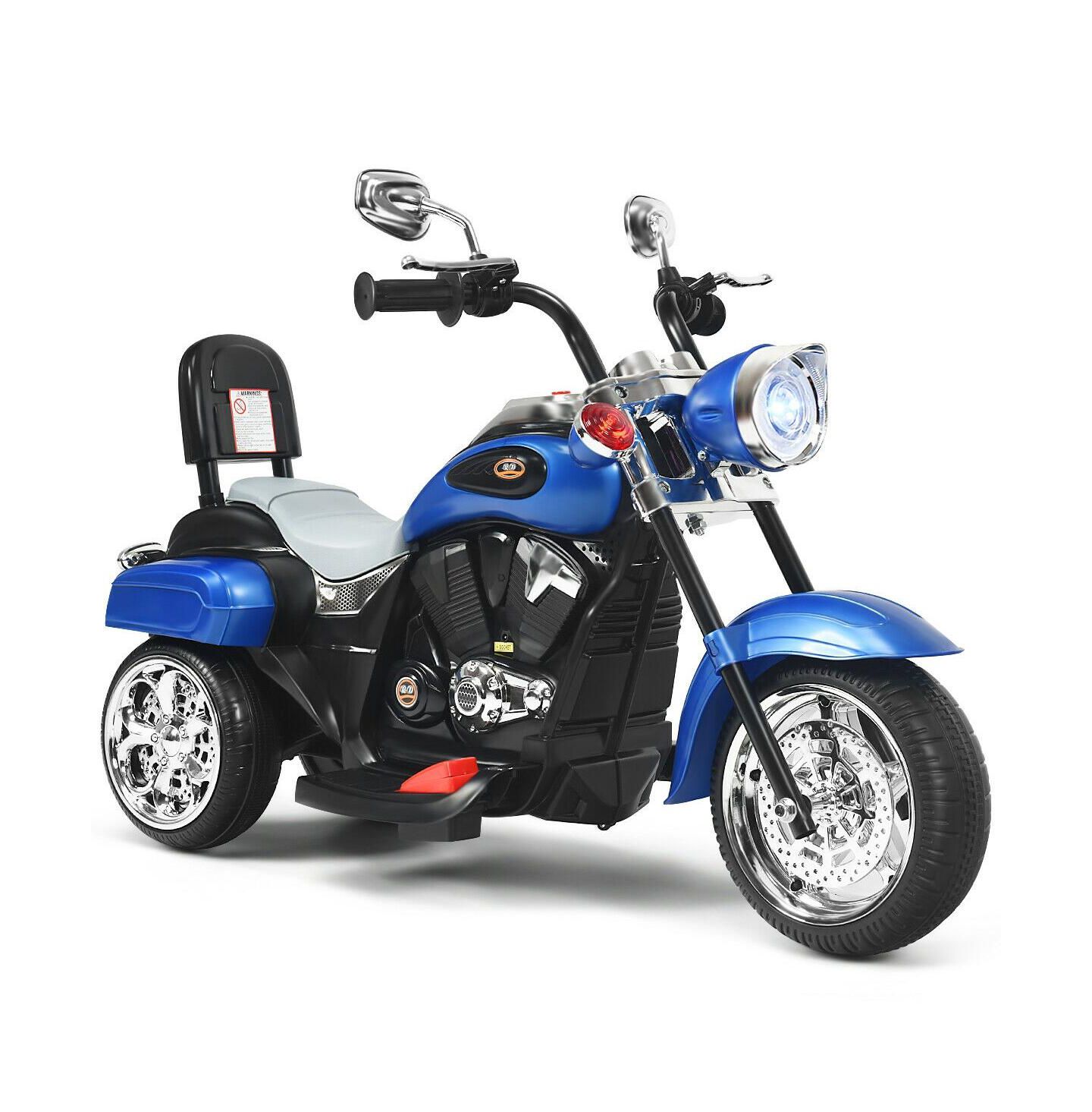 Детская игрушка Mecale Powered 3-Wheel Chopper-Style Ride-On Motorbike, 36"L x 19"W x 25"H, Ages 3+, цвет: Синий — фото 1