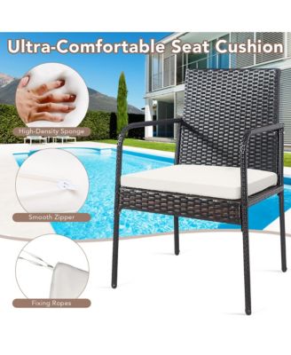 4 PCS Outdoor Patio Rattan Dining Chairs Cushioned Sofa