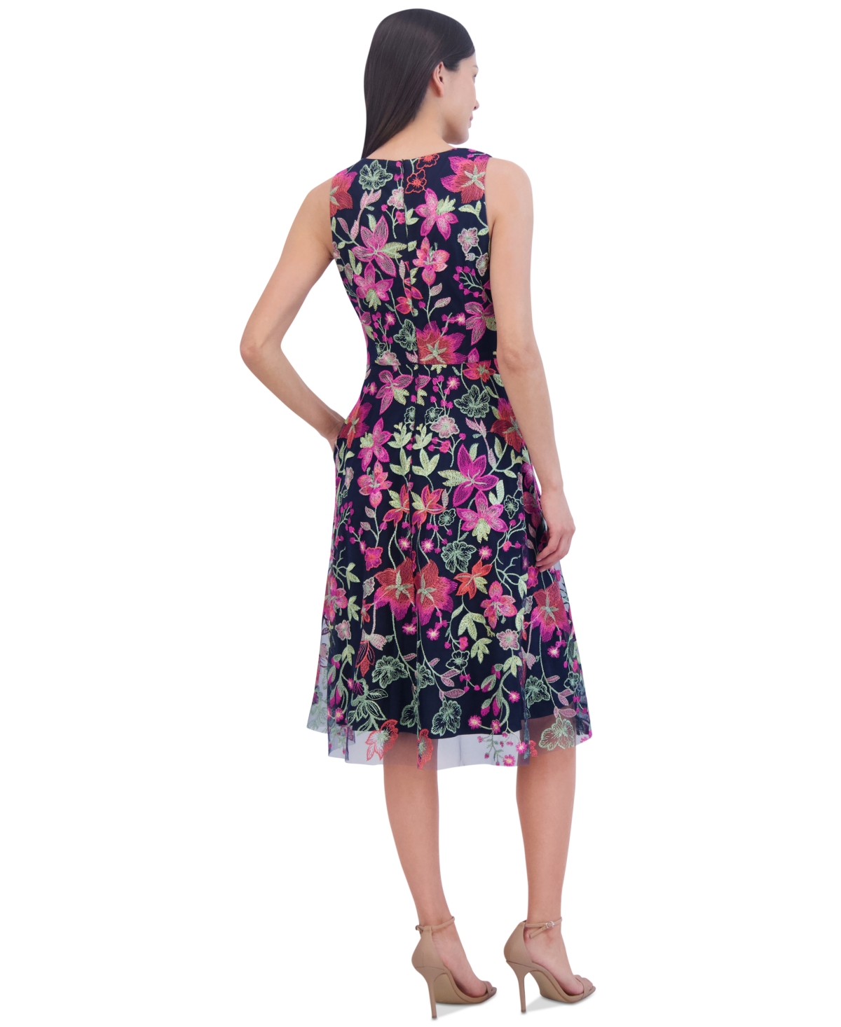 Jessica Howard Women's Floral-embroidered Fit & Flare Dress In Multi