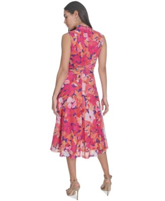 Petite Floral Surplice-Neck Midi Dress