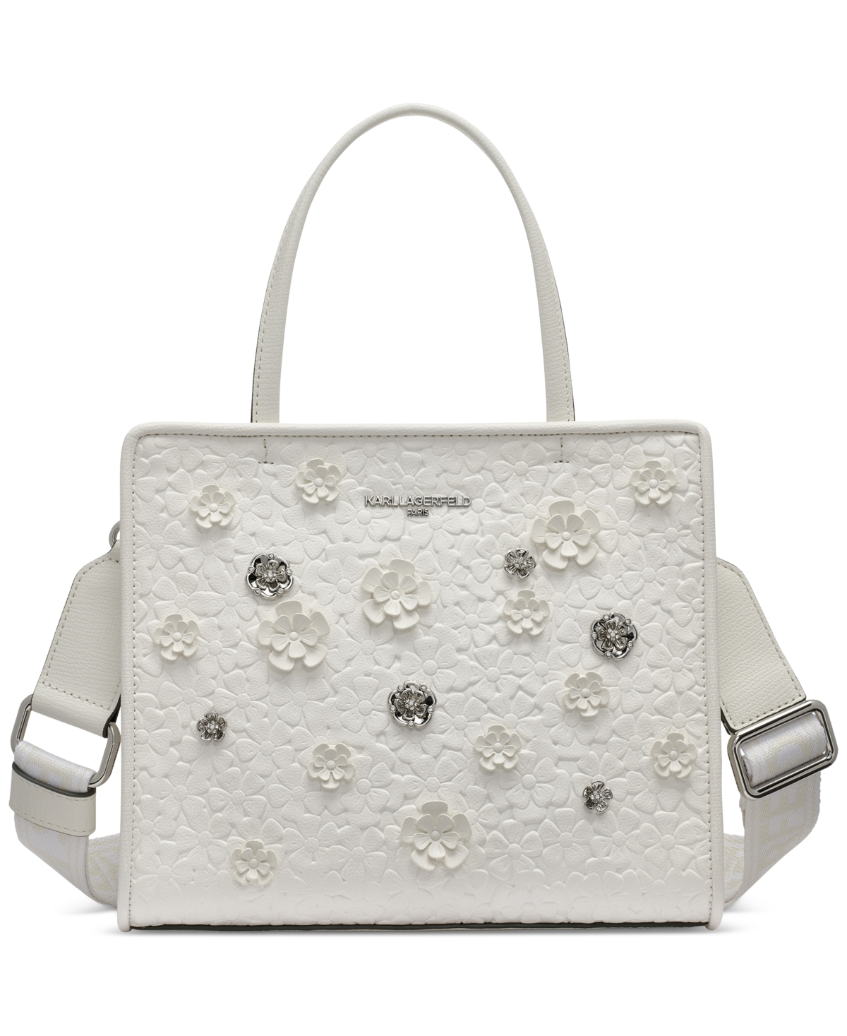 Maybelle Satchel with Floral Pins - Winter White