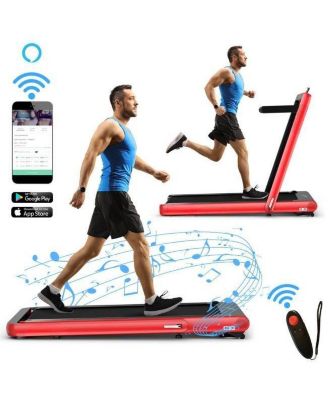 4.75HP 2 In 1 Folding Treadmill with Remote APP Control-Red