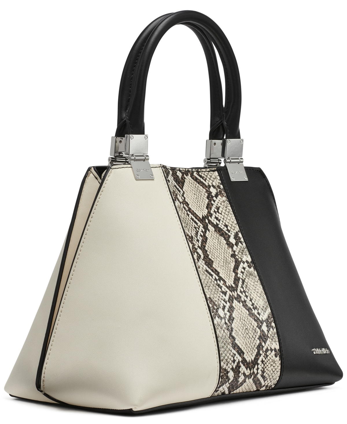 Calvin Klein Granite Convertible Multicolor Snake Satchel In Black