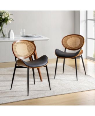 Ema Modern Dining Chair with Curved Wood Backrest,Set of 2