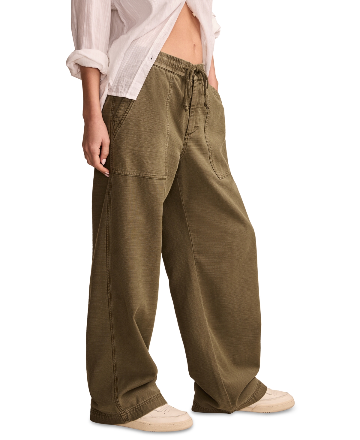 LUCKY BRAND WOMEN'S COTTON RELAXED WIDE-LEG UTILITY PANTS 