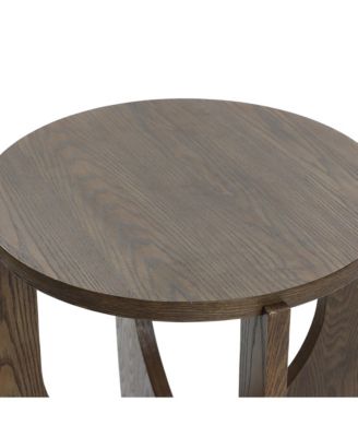 20-Inch Round Wood Side Table with Walnut Finish