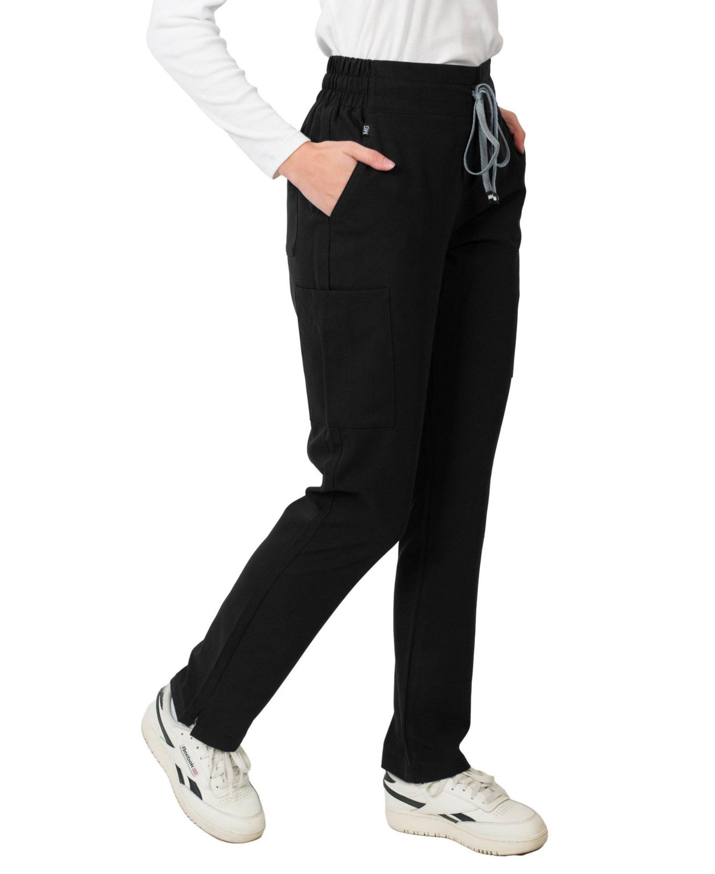 Женские брюки Medgear Ariana Mid-rise Slim Straight Scrub, цвет: Чёрный — фото 2