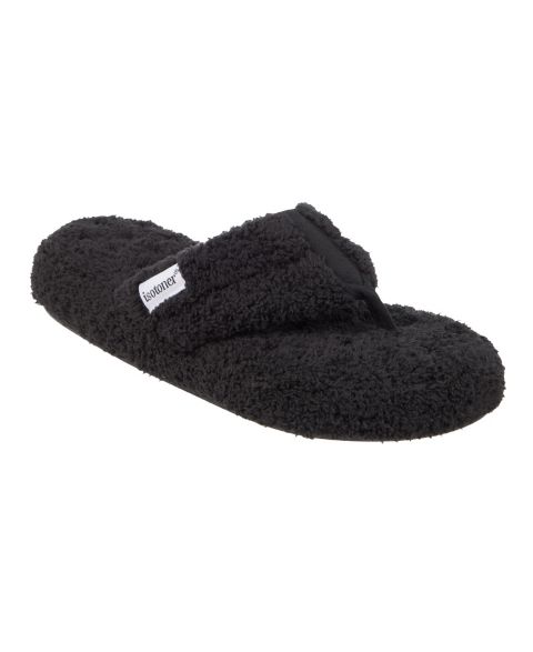 Женские тапочки Isotoner Signature Joey Cozy Plush Thong Slippers, цвет: Чёрный