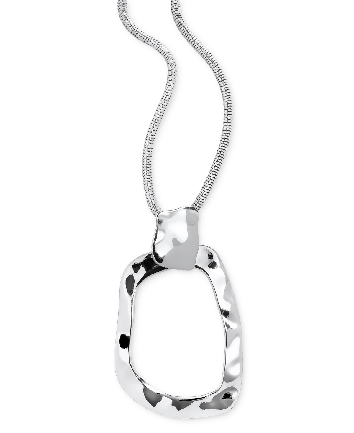 Chunky Hammered Link Long Pendant Necklace, 28-3/4" + 3" extender, Exclusively at Macy's - Silver