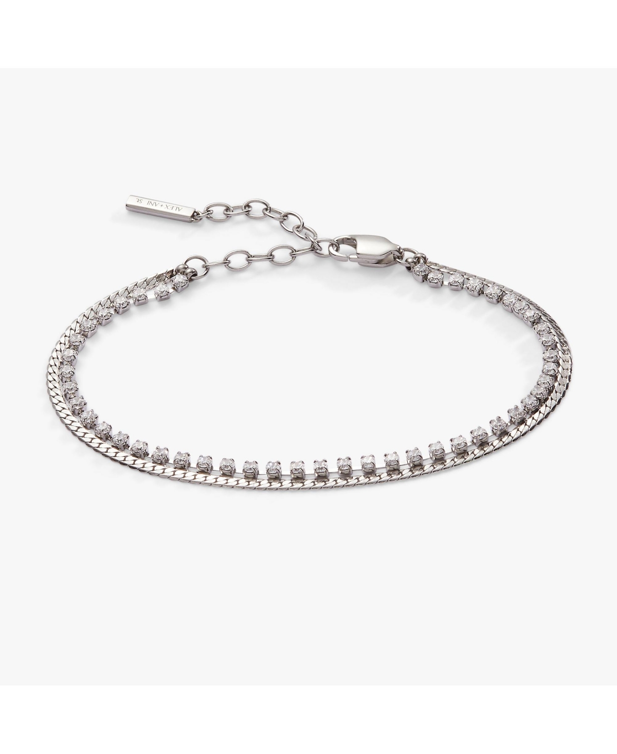 2 Row Crystal Tennis Chain Adjustable Bracelet - Gold