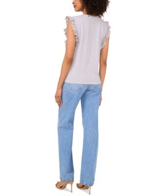 Women's Cotton Eyelet-Lace Trim Tank Top