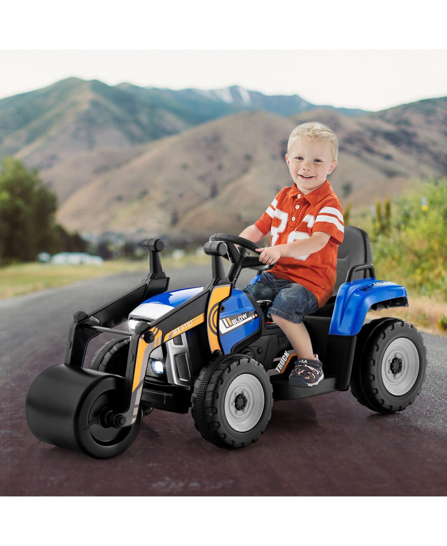 Детская игрушка Mecale 12V Kids Ride on Road Roller with 2.4G Remote Control, цвет: Синий — фото 2