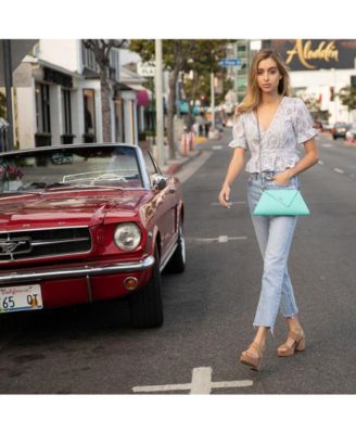 Leather Clutch Bag Turquoise Evening Purse Unique Women's Handbag