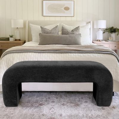 47" Velvet Upholstered Waterfall Bench, Modern Bed Bench for Living Room or Entryway