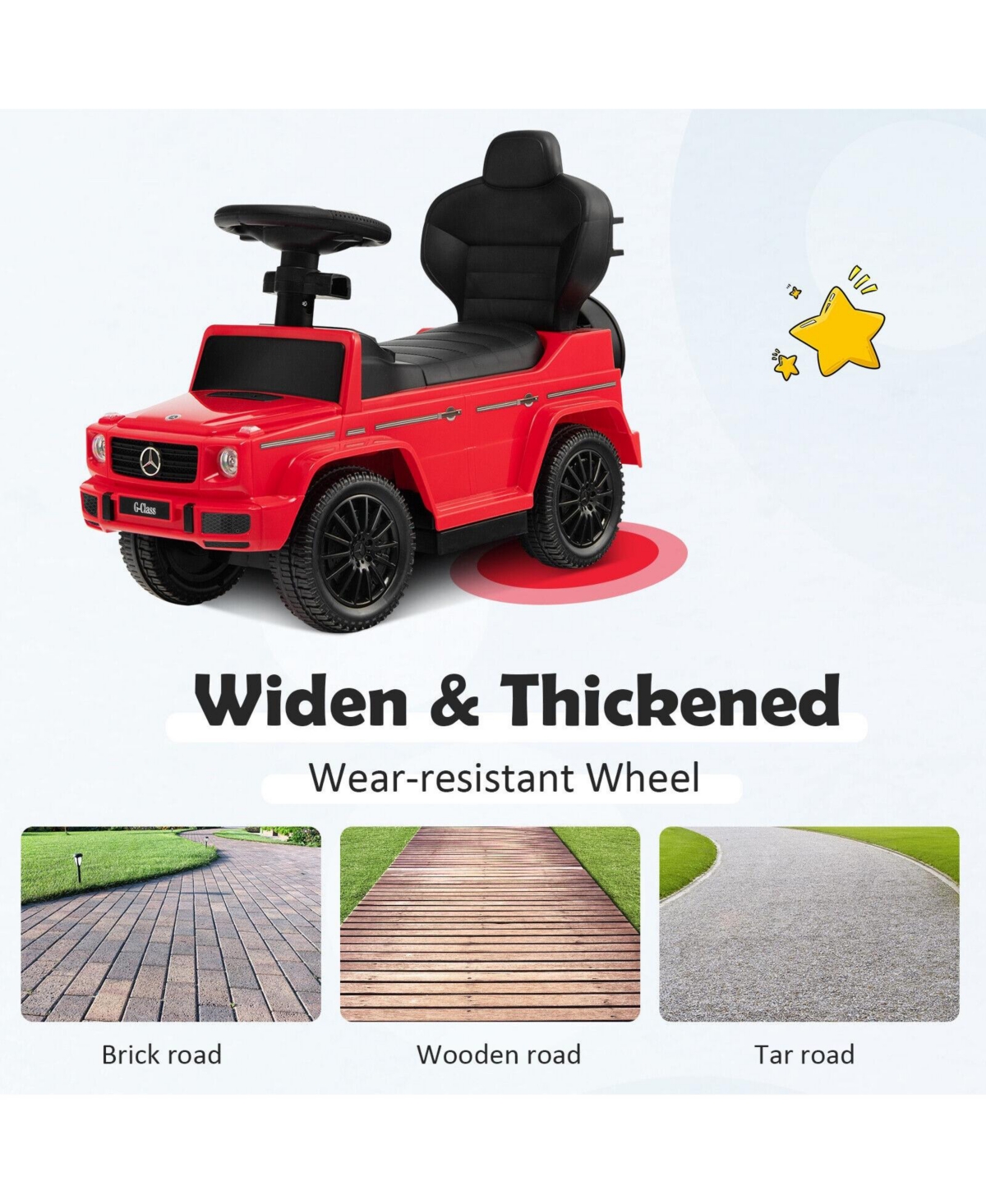 3-In-1 Kids Ride on Mercedes Benz G350 Push Car with Canopy