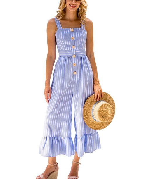 alfani Cupshe Women's Spring Breeze Striped Jumpsuit Women's Fashion Shoes & Accessories