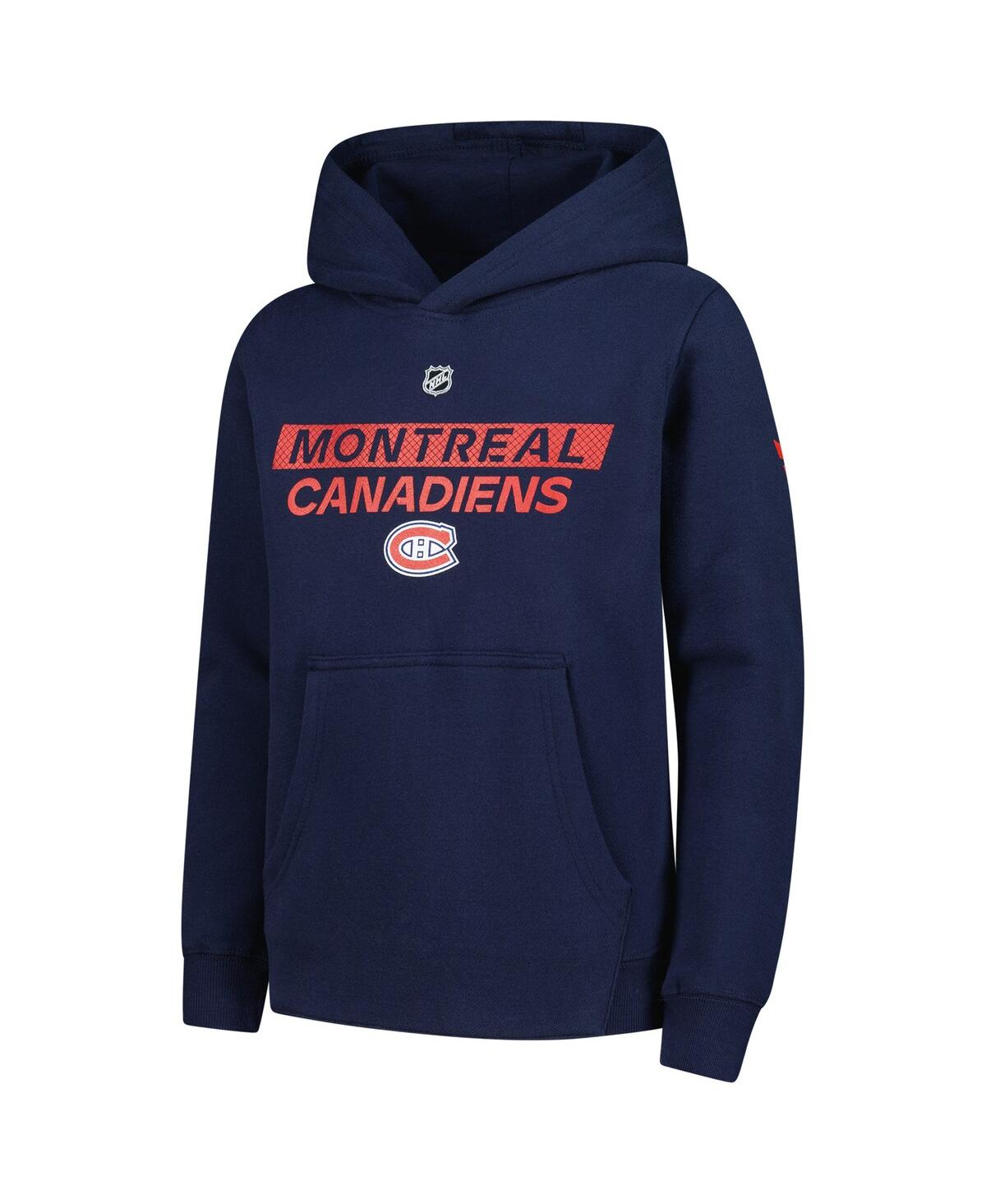Outerstuff Big Boys And Girls Navy Montreal Canadiens Authentic Pro Wordmark Fleece Pullover Hoodie